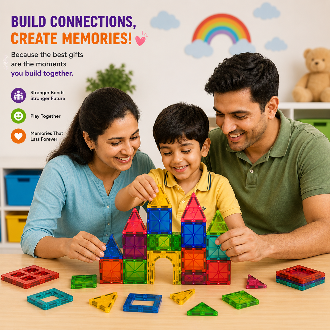 Magnetic Building Tiles Construction Toy Set