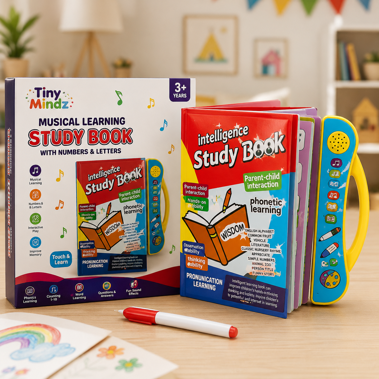 Musical Learning Study Book With Numbers Letters