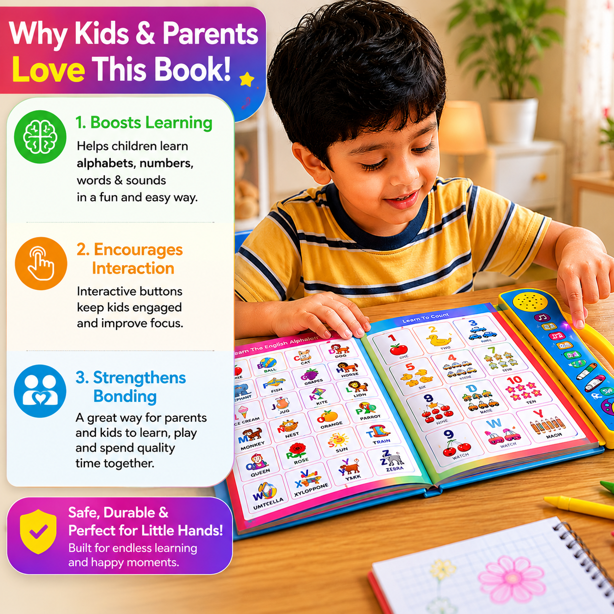 Musical Learning Study Book With Numbers Letters