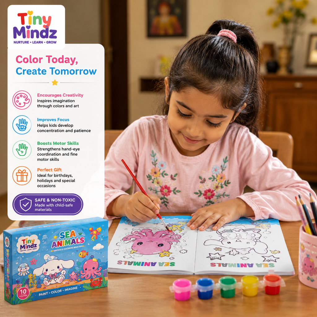 Kids Diy Colour Painting Kit With Cartoon Sketch Book