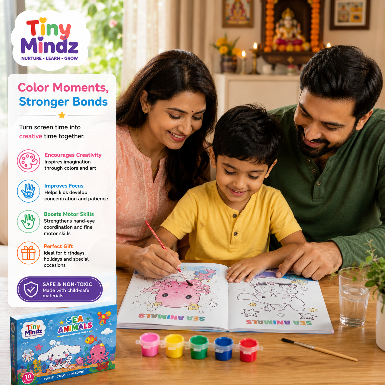 Kids Diy Colour Painting Kit With Cartoon Sketch Book
