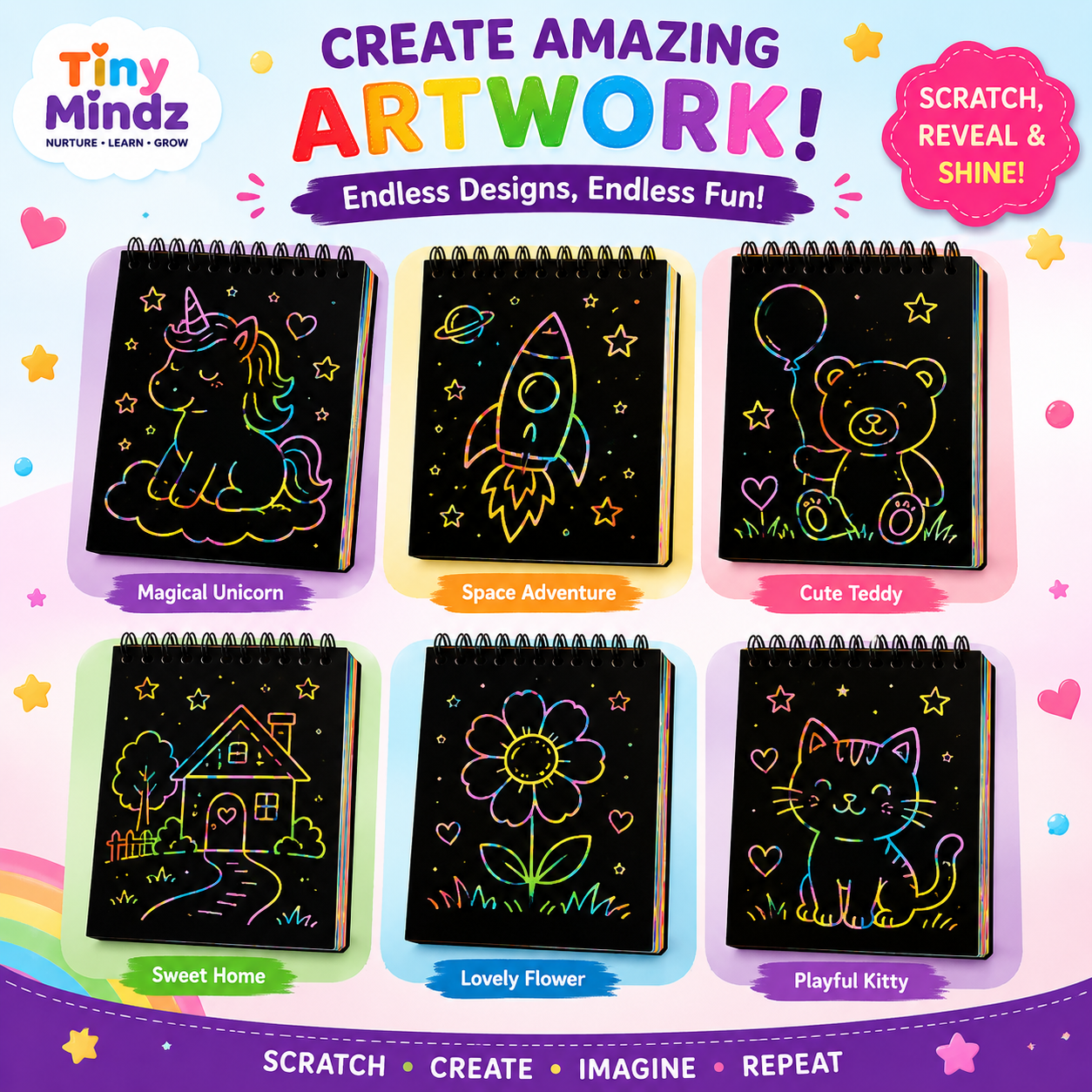 Rainbow Art Scratch Paper Book For Kids