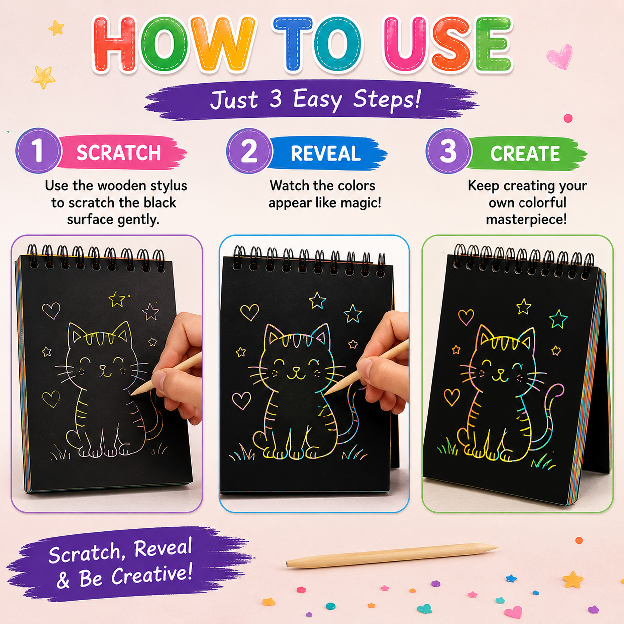 Rainbow Art Scratch Paper Book For Kids